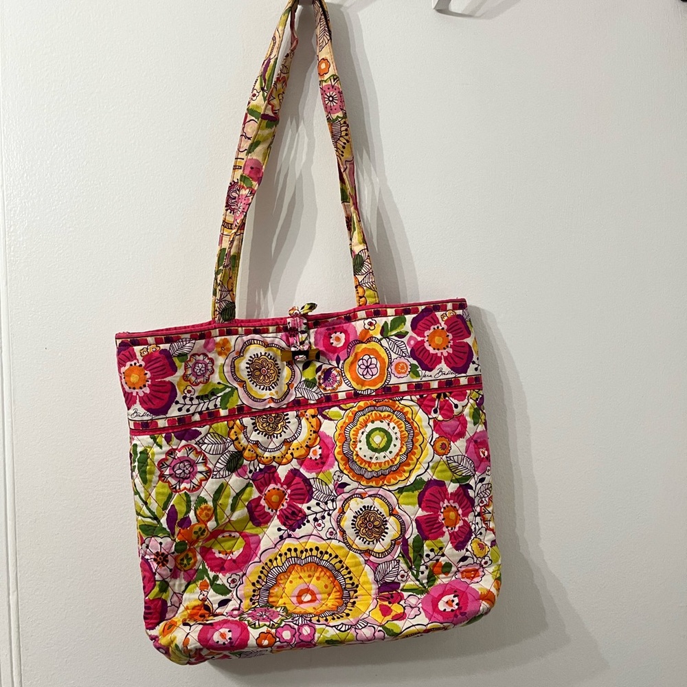 Vera Bradley Pink and Orange Floral Tote Bag with Durable Fabric